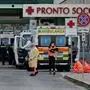 A general view shows the main emergency access, which also admits people with COVID-19, at the Policlinico di Tor Vergata hospital in Rome on November 12, 2020. - The Italian government imposed tighter restrictions on another five regions on November 10 as it tries to stem escalating new cases of coronavirus, while still resisting a nationwide lockdown. (Photo by ANDREAS SOLARO / AFP)