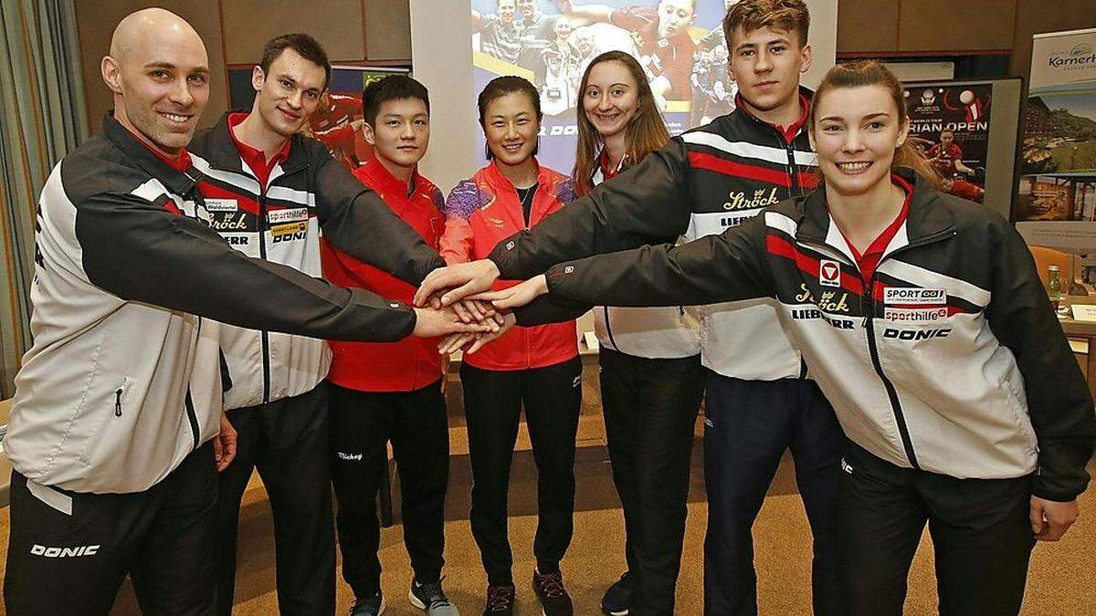 Von links: Daniel Habesohn, Stefan Fegerl, Fan Zhendong, Ding Ning, Sofia Polcanova, Andreas Levenko, Karoline Mischek