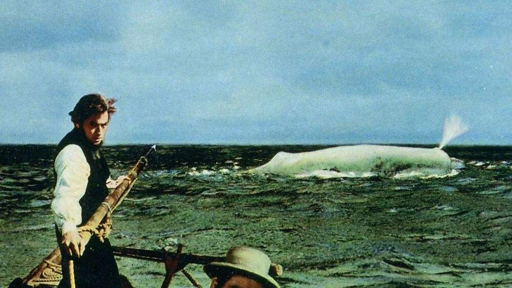 Szene aus der berühmten Moby-Dick-Verfilmung aus dem Jahr 1956 mit Gregory Peck als Kapitän Ahab