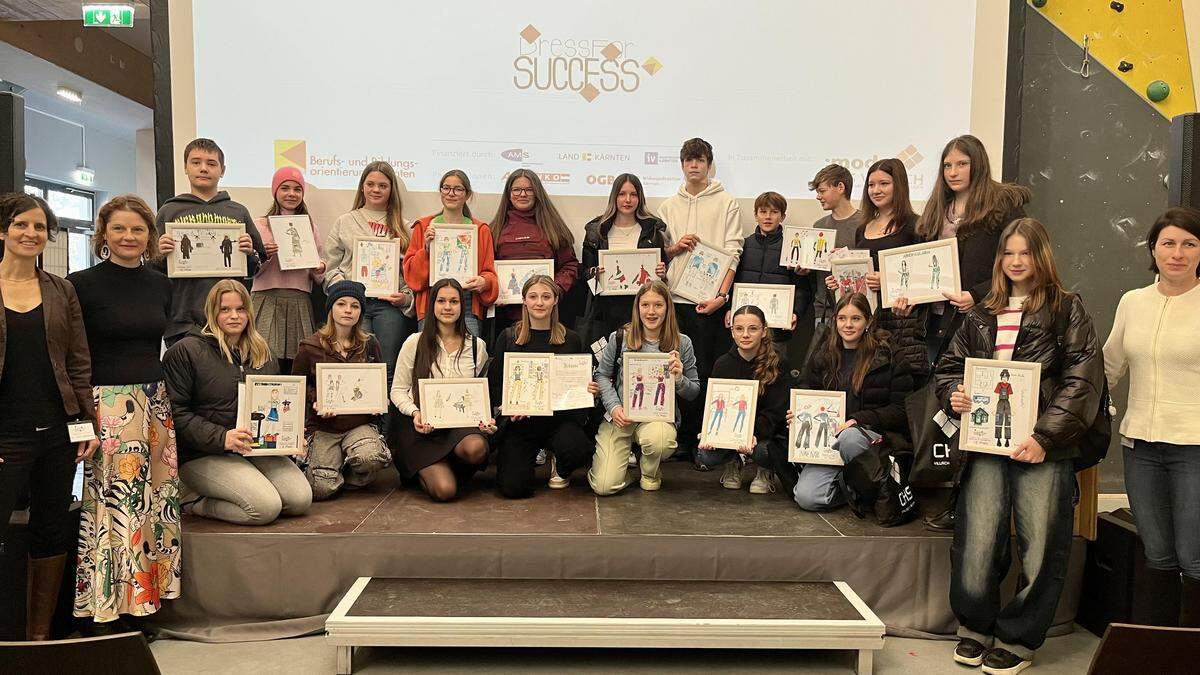 In der Kletterhalle Villach fand die Prämierung der 20 besten Zeichnungen des Zeichenwettbewerbs „dress for success“ statt