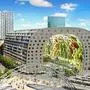 Die ungewöhnliche Rotterdamer Markthalle mit einem Kunstwerk des niederländischen Künstlers Arno Coenenfindet findet sich ebenfalls auf der Liste der Architektur-Weltwunder