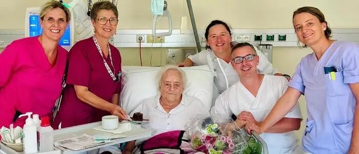 Rosine Guggermaier feierte ihren 90. Geburtstag auf der Dialysestation des LKH in Wagna