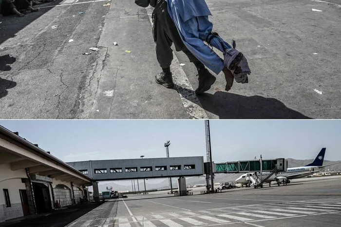 Ein verletzter Mann wird von einem Freiwilligen zum Flughafen getragen, von wo aus Militärflugzeuge abheben sollen. ISIS-K, ein lokaler Ableger des sogenannten Islamischen Staates, verübt einen Selbstmordattentat auf die überfüllten Tore des Flughafens von Kabul. Dutzende von Zivilisten und 13 US-Soldaten kommen ums Leben. Es ist der tödlichste Anschlag auf die US-Streitkräfte in Afghanistan seit mehr als einem Jahrzehnt.
