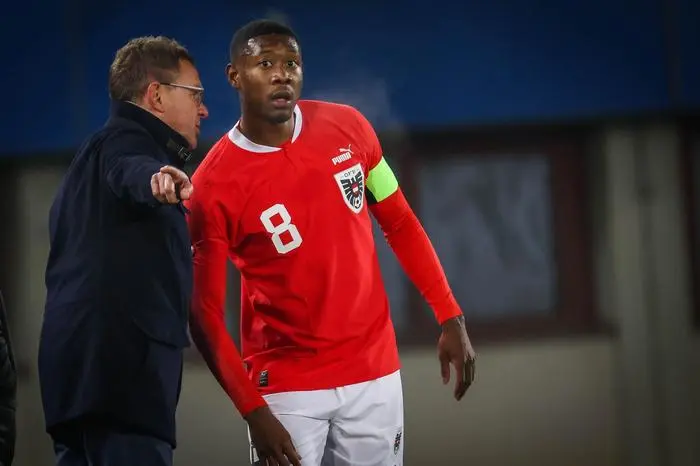 VIENNA,AUSTRIA,20.NOV.22 - SOCCER - OEFB international test match, Austria vs Italy. Image shows head coach Ralf Rangnick and David Alaba (AUT). Photo: GEPA pictures/ David Bitzan
