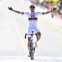 Slovenian Tadej Pogacar of UAE Team Emirates celebrates after winning the men's race of the Tour of Flanders one day cycling race, 268,9km from Brugge to Oudenaarde, on April 6, 2025. (Photo by ERIC LALMAND / Belga / AFP) / Belgium OUT