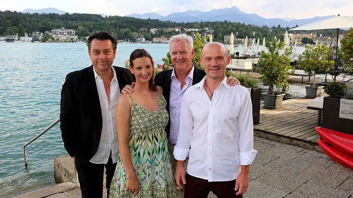 Livia und Klaus Graf mit den Schauspielern Hary Prinz und Gerhard Liebmann