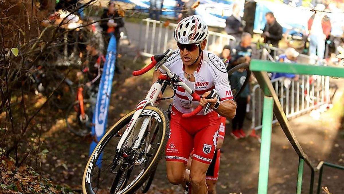 Lokalmatador Hermann Mandler geht bei der Steirischen Rad-Cross-Meisterschaft in Kammern an den Start 