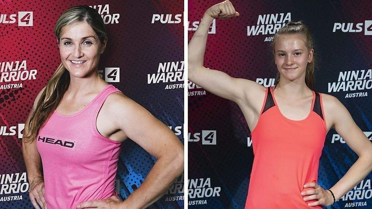 Elisabeth Görgl (links) und Lena Schrittwieser stellen sich der Herausforderung Ninja Warrior