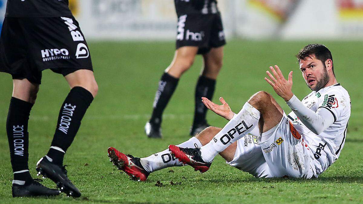 Der WAC (Nemanja Rnic) kam gegen den LASK nicht auf die Beine und verlor mit 1:3