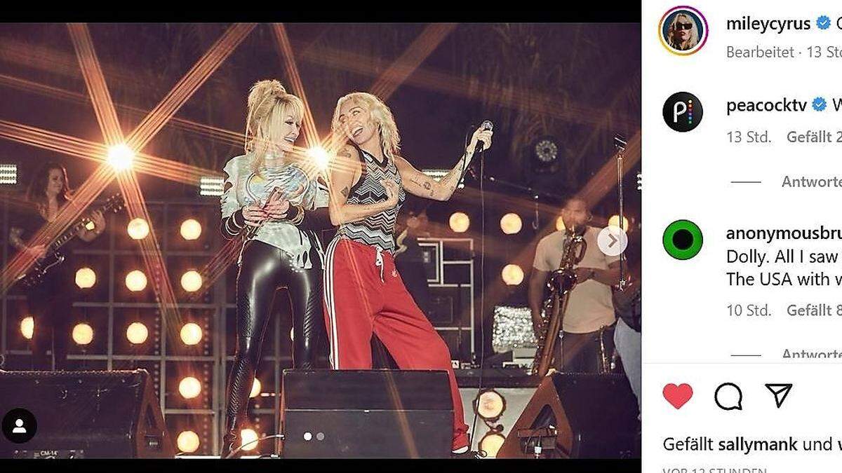 Miley Cyrus und Dolly Parton standen gemeinsam auf der Bühne