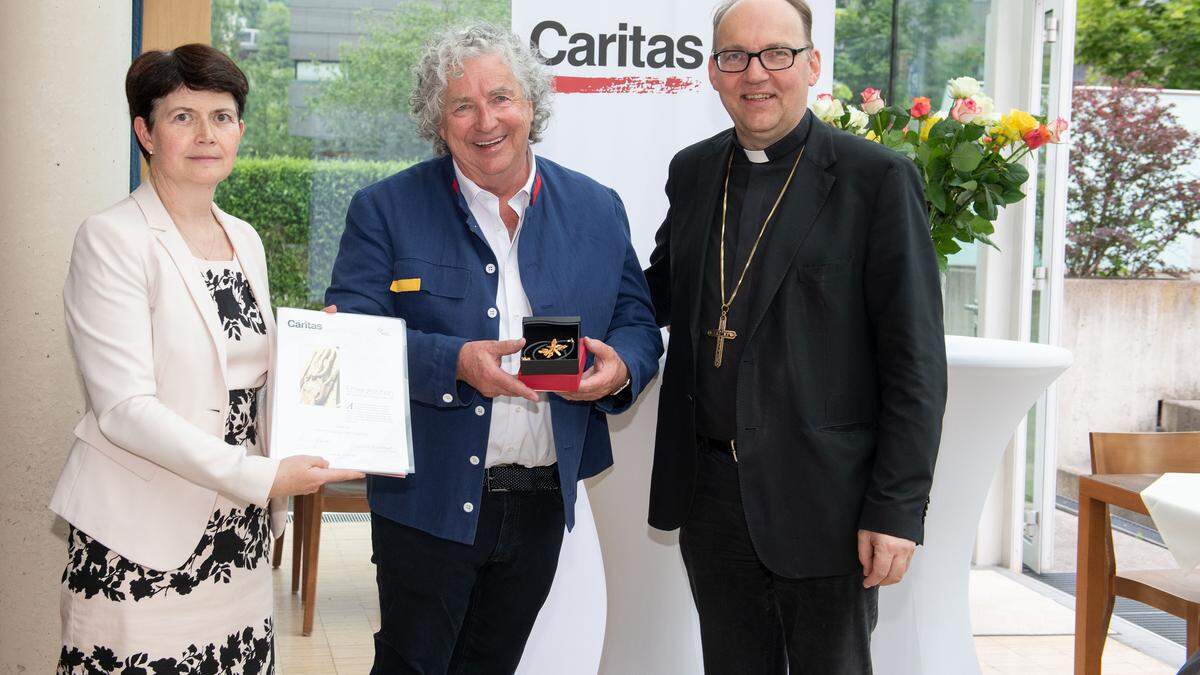 Caritasdirektorin Elisabeth Rathgeb, Hans Salcher und Bischof Hermann Glettler