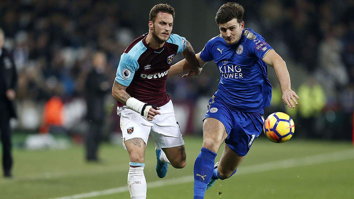 Marko Arnautovic (links) und Harry Maguire (Leicester, rechts)  haben ein intensives Weihnachtsprogramm vor sich