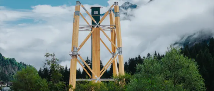 „Hasslacher Green Tower“: Der Holzhybrid-Fachwerksturm in Stall im Mölltal ist ein Referenzprojekt