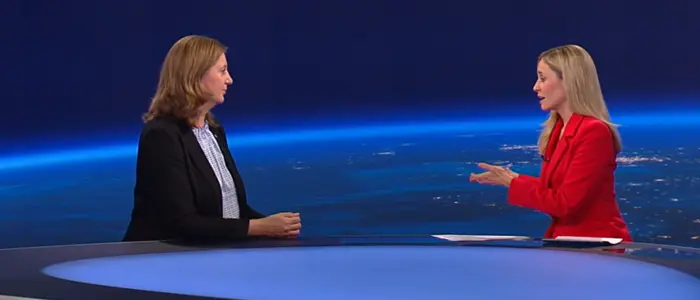 Staatssekretärin Barbara Eibinger-Miedl (ÖVP) im ZiB2-Gespräch mit Margit Laufer: „Wir werden die Preisentwicklung beobachten und sind bereit, schnell zu handeln, falls dies notwendig sein sollte.“
