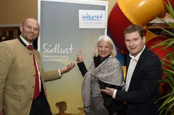 Christian Kresse (Kärnten Werbung), Andrea Steiner (Kleine Zeitung) und Stefan Wunderle (Tourismus Weißensee).