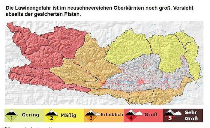 In den rot gekennzeichneten Bereich kann auch spontan eine Lawine abgehen