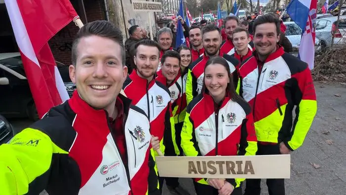 Markus Buchebner (l.) vertrat die Steiermark bei den Forst-Weltmeisterschaften