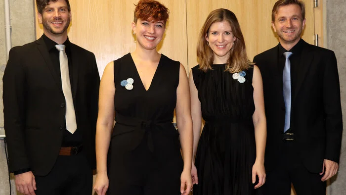 Am Foto von Links: Florian Pirolt (Chorleiter), Doris Aichholzer (Chorleiterin), Eva Hoffmann (Organisationsleiterin) und Bernhard Wolfsgruber (Chorleiter).