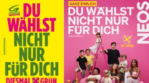 Die Grünen und die Neos werben bei der Wien-Wahl am 27. April mit demselben Spruch um die Gunst der Wähler.