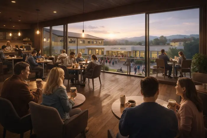 Projektvisualisierung: So könnte es aussehen, wenn auch das Projekt zweigeschossig als Kaffeehaus umgesetzt wird