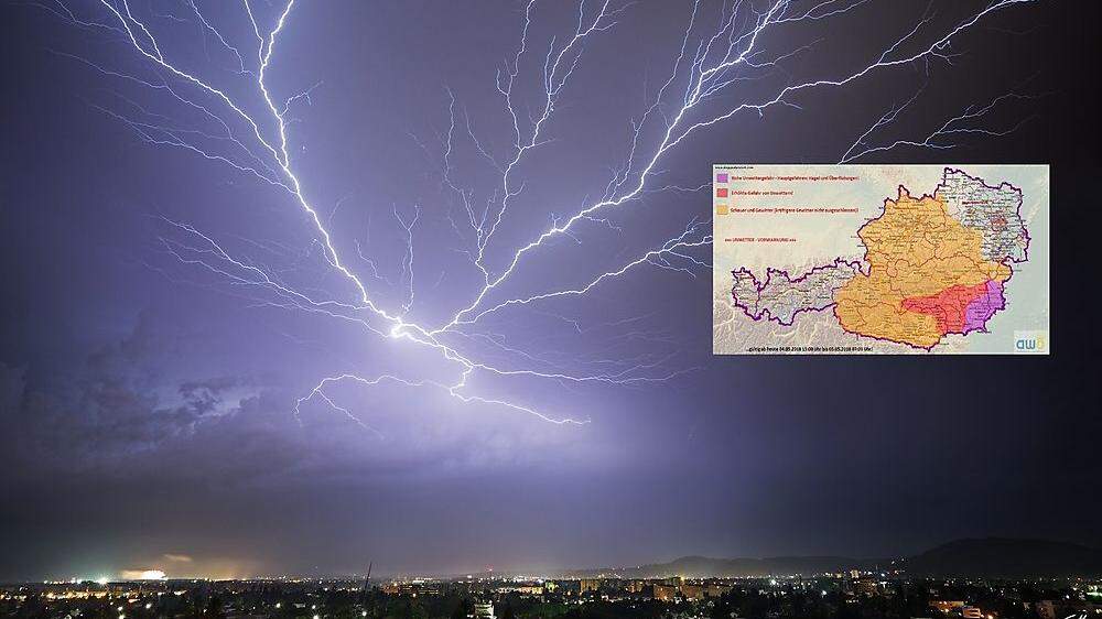 Imposanter Blitz über Graz, eingefangen von Clemens Humeniuk