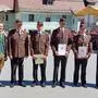Ehrungen bei Florianifeier in St. Peter: v.l. ABI Gerhard Zirker, Bgm. LAbg. Alexander Putzenbacher, Erich Dorfer, Robert Draschl, Christian Höggerl, Christian Rohn, Stephan Putzenbacher und Michael Tockner