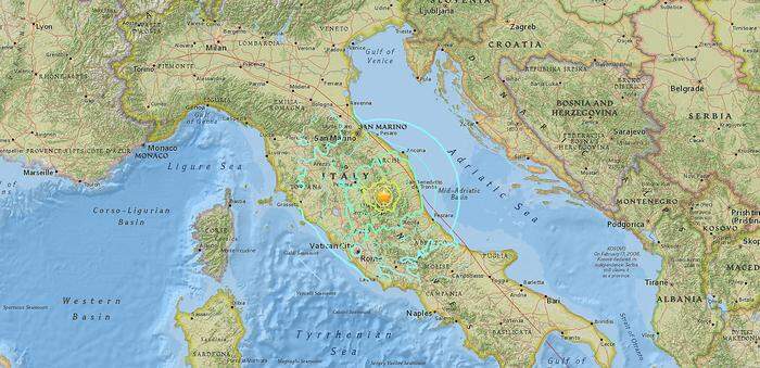 Das Epizentrum lag in Mittelitalien