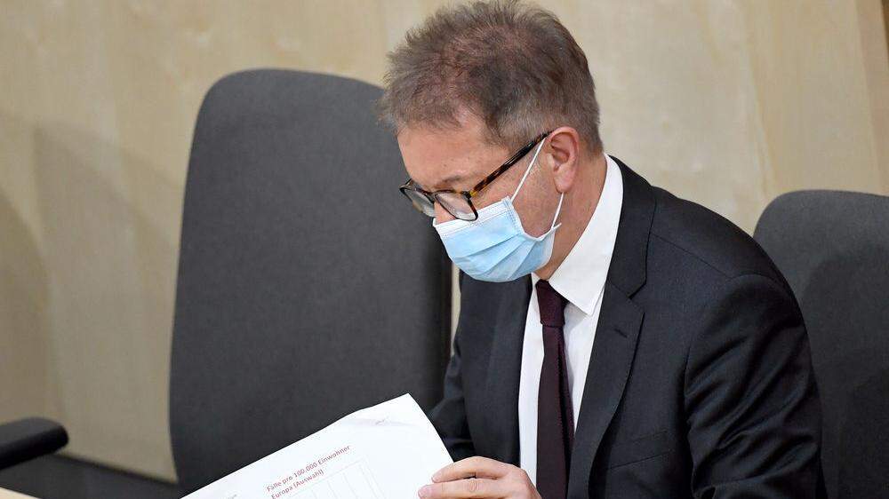 Gesundheitsminister Anschober trug am Freitag auch Schutzmaske