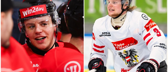 Ian Scherzer (links) verpasste 2024 den WM-Cut knapp, Thomas Klassek war schon Kapitän der U18 und U20 des ÖEHV