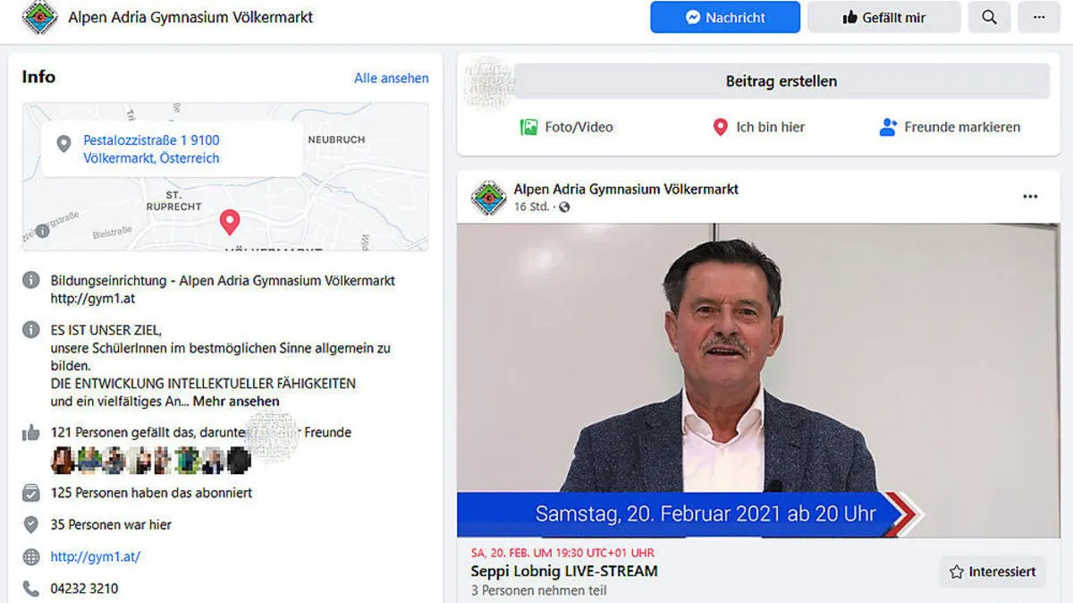 Im Namen des Alpen-Adria-Gymnasiums Völkermarkt wurde fälschlicherweise Wahlwerbung für die FPÖ betrieben
