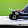 This photograph shows microphones with the DAZN logos prior to the Belgian "Pro League" First Division football match between Antwerp and Royale Union Saint-Gilloise at Bosuilstadion in Antwerp on July 25, 2025. (Photo by Tom Goyvaerts / BELGA / AFP) / Belgium OUT