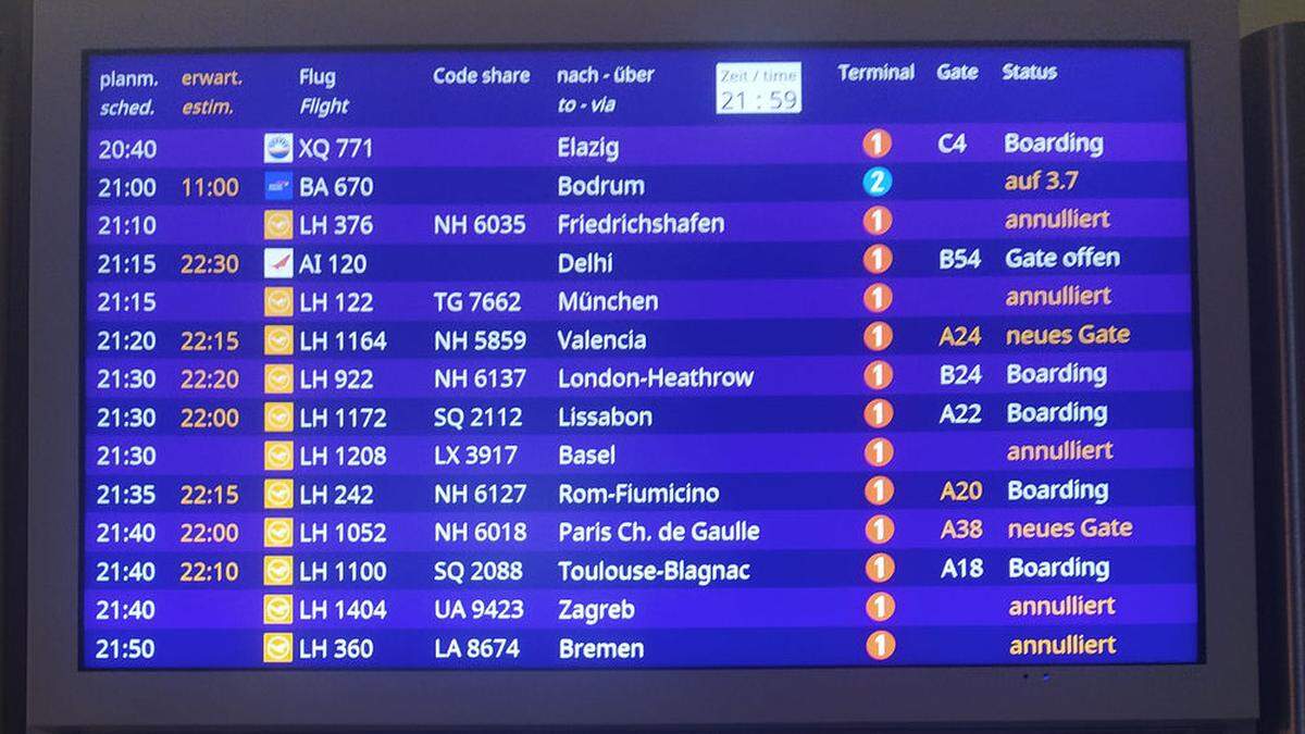 Zahlreiche Flüge wurden in Frankfurt am Samstag gestrichen