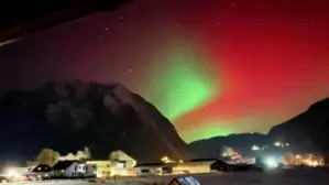 Nordlichter hinter dem Grimming vom Ennstal aus gesehen: fotografiert am 19. Jänner von Manuela Kienler