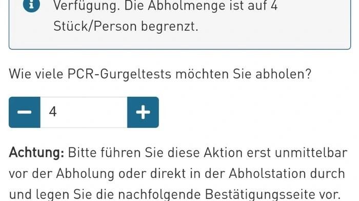 Direkt in der Apotheke auf "PCR-Gurgeltst abholen" klicken