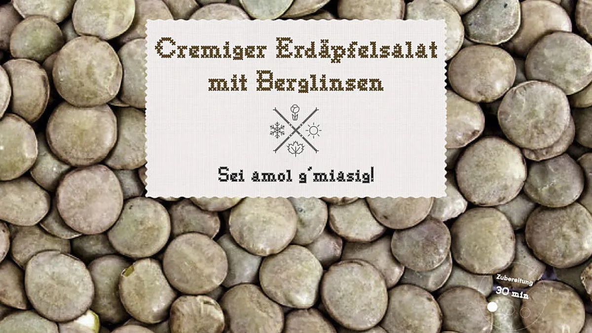 Cremiger Erdäpfelsalat mit Berglinsen