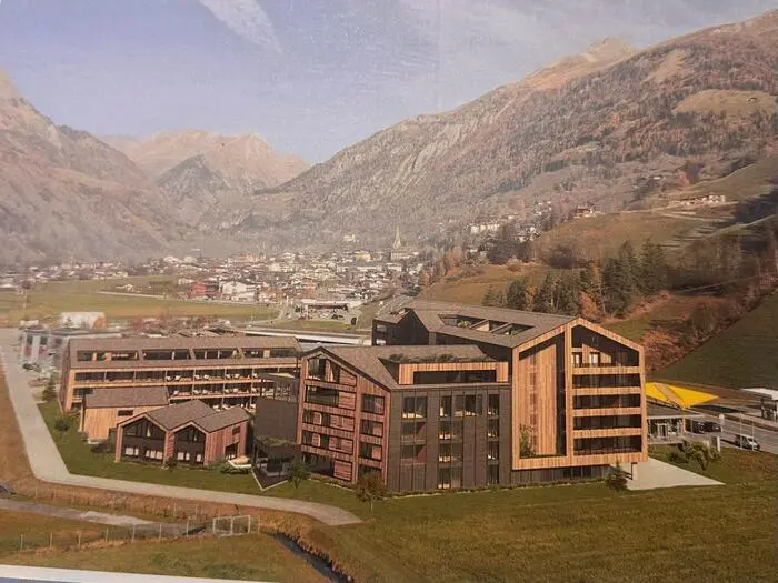 Die Visualisierung zeigt den geplanten Hotelkomplex in Matrei