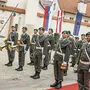Die Militärmusik nahm im Landhaushof Aufstellung 