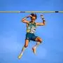 TOPSHOT - Sweden's Armand Duplantis competes in the men's pole vault city event part of the "Athletissima" Diamond League athletics meeting in Lausanne on August 21, 2024. (Photo by Fabrice COFFRINI / AFP)