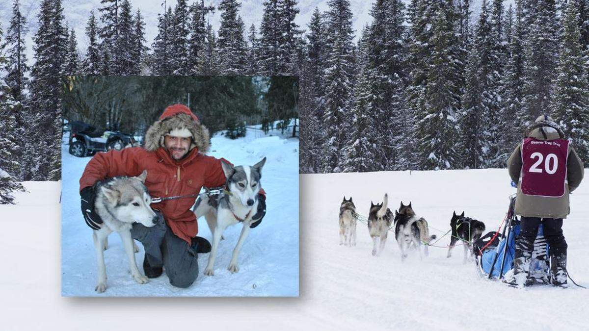 Im schwedischen Lappland geht Daniel Zuber aus Trofaiach mit elf Huskys beim Schlittenhunde-Rennen an den Start