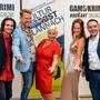 Das Team vom Gamskrimi lud zur Premiere: Manuel Reinbacher, Andreas Ortner, Jazz Gitti, Nina Katharina und Johannes Strunz alias John Pebblestone