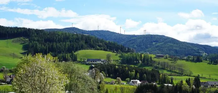 Zu sehen ist eine Visualisierung des Windparks Peterer Alpe