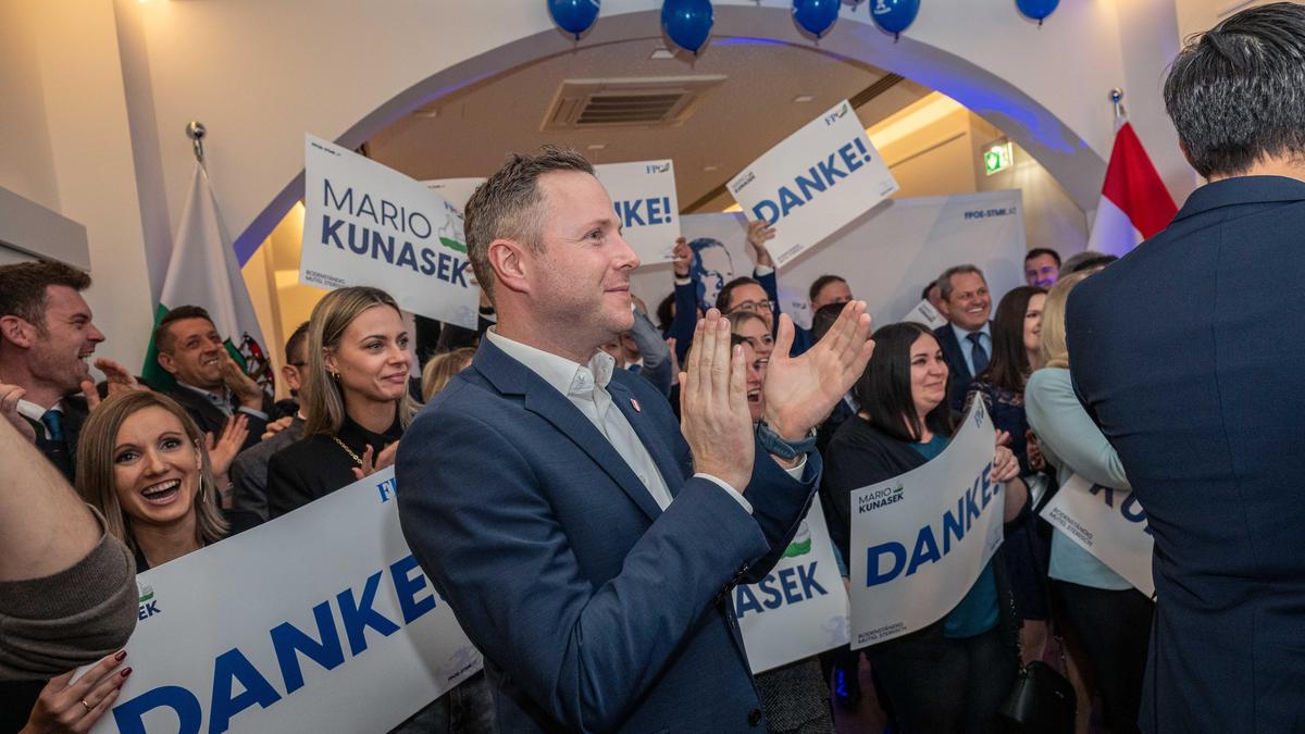 Jubel bei der FPÖ in der Parteizentrale in Graz | Jubel bei der FPÖ in der Parteizentrale in Graz