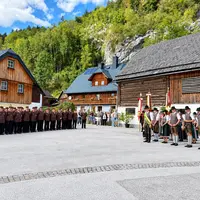 Neben rund 100 Feuerwehrleuten marschierte auch die Trachtenmusikkapelle Pürgg auf