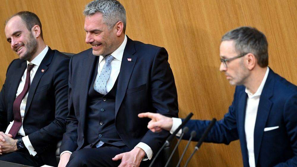 Die Rede von FPÖ-Chef Herbert Kickl sorgte auf der Regierungsbank für Amüsement