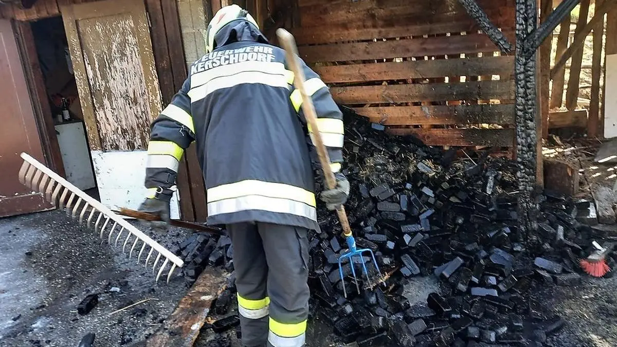 In der Hütte wurde Holzkohle gelagert