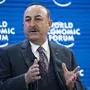 Mevluet Cavusoglu, Minister of Foreign Affairs of Turkey, addresses a panel session during the 50th annual meeting of the World Economic Forum, WEF, in Davos, Switzerland, Wednesday, January 22, 2020. The meeting brings together entrepreneurs, scientists, corporate and political leaders in Davos from January 21 to 24. (KEYSTONE/Alessandro della Valle)