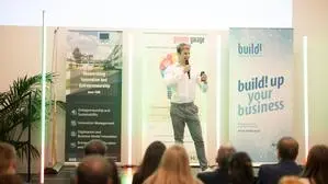 Ein Teilnehmer beim Ideenwettbewerb 90 Seconds | Viele junge Ideen werden jedes Jahr unter anderem bei „90 Seconds“ präsentiert