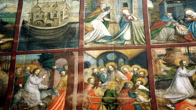 Das Fastentuch von Reichenfels hängt heute ganzjährig in der Kirche in Bad St. Leonhard