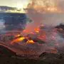 TOPSHOT - This handout image provided by US Geological Survey (USGS) on June 7, 2023, shows Kilauea erupting from the Halemaumau summit crater within a closed area of Hawai'i Volcanoes National Park in Hawaii. One of the world's most active volcanoes has erupted again, with lava spewing from Kilauea in Hawaii on Wednesday. Footage showed fissures have opened up at the base of a crater on the volcano, which regularly springs to life, with vulcanologists calling the eruption "dynamic." (Photo by US Geological Survey / AFP) / RESTRICTED TO EDITORIAL USE - MANDATORY CREDIT "AFP PHOTO / US Geological Survey / Handout" - NO MARKETING NO ADVERTISING CAMPAIGNS - DISTRIBUTED AS A SERVICE TO CLIENTS