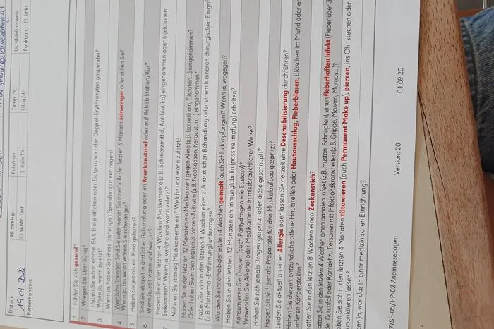 Die Fragen sind sehr detailliert, um jegliches Risiko zu vermeiden.
